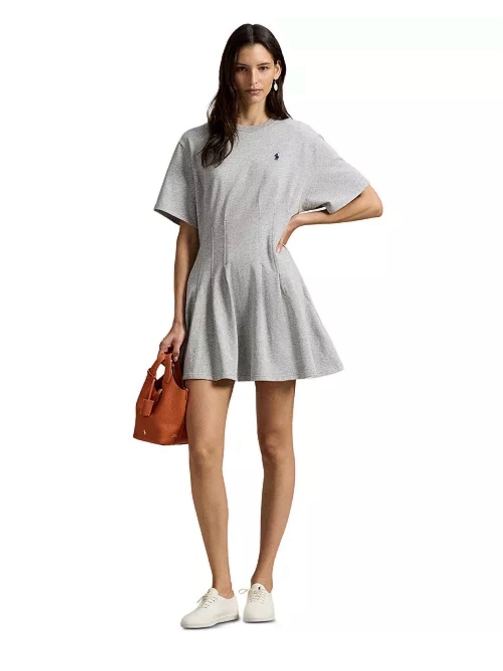 Polo by Ralph Lauren Light Gray Short Sleeve Drop-Waist Knit Dress